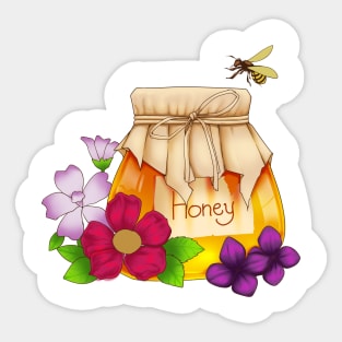 Honeycore - Flowers and bee - Sweet honey pot Sticker